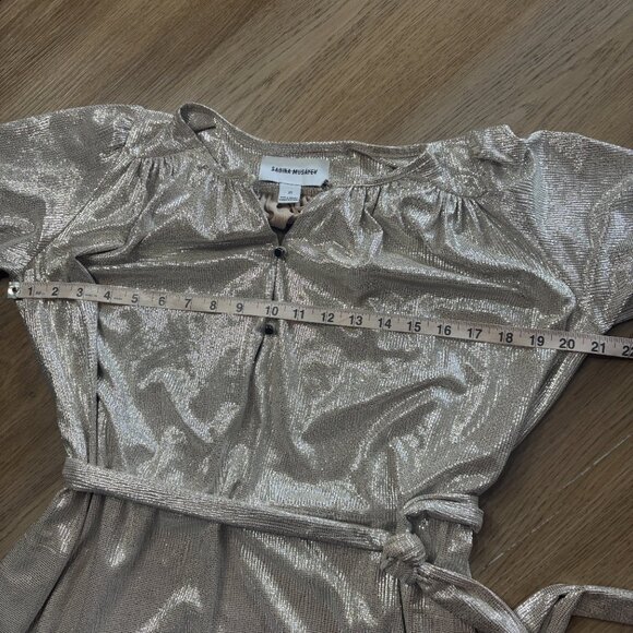 Sabina Musayev Anthropologie Mercury Silver Shirt Dress XS short sleeve metallic - Picture 10 of 12